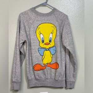 Looney Tunes Tweetie Bird Gray Front & Back Graphic Sweatshirt
